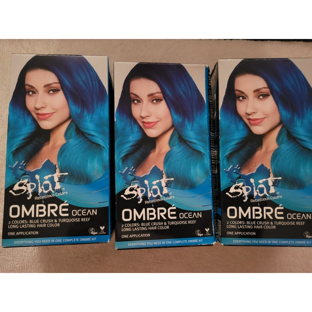 3 X Splat Ombre Ocean - Turquoise Reef and Blue Crush Complete Hair Color Kit